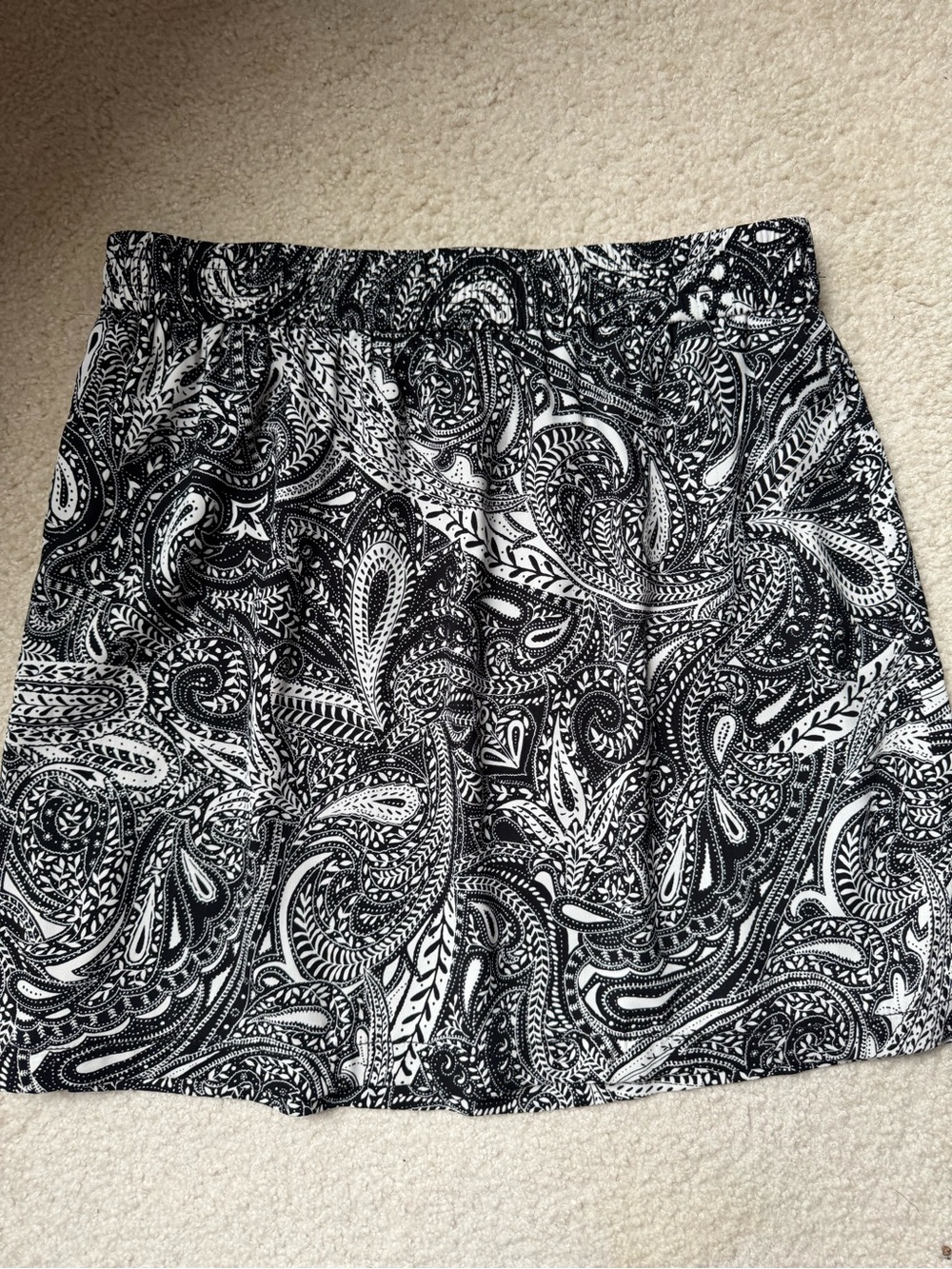 LOFT Black & White Paisley Mini Skirt
